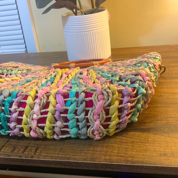 Patricia Nash Lesa Straw Bag Woven Pastel Multi - Picture 3 of 6